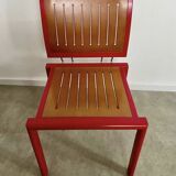 Lot 6 anciennes chaises design Dieticker Bruno Rey bois fuchsia vintage années 70