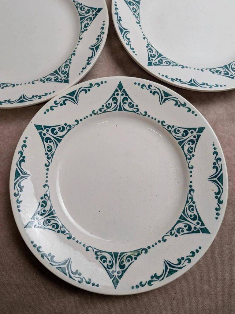 Set of 7 flat plates in ironstone Moulin des Loups FTI 22