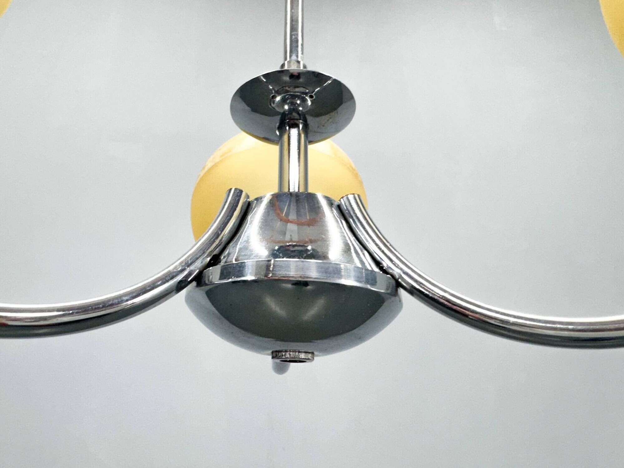 1950s Chrome & Frosted Glass Chandelier