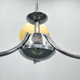 Lustre en chrome et verre dépoli des années 1950