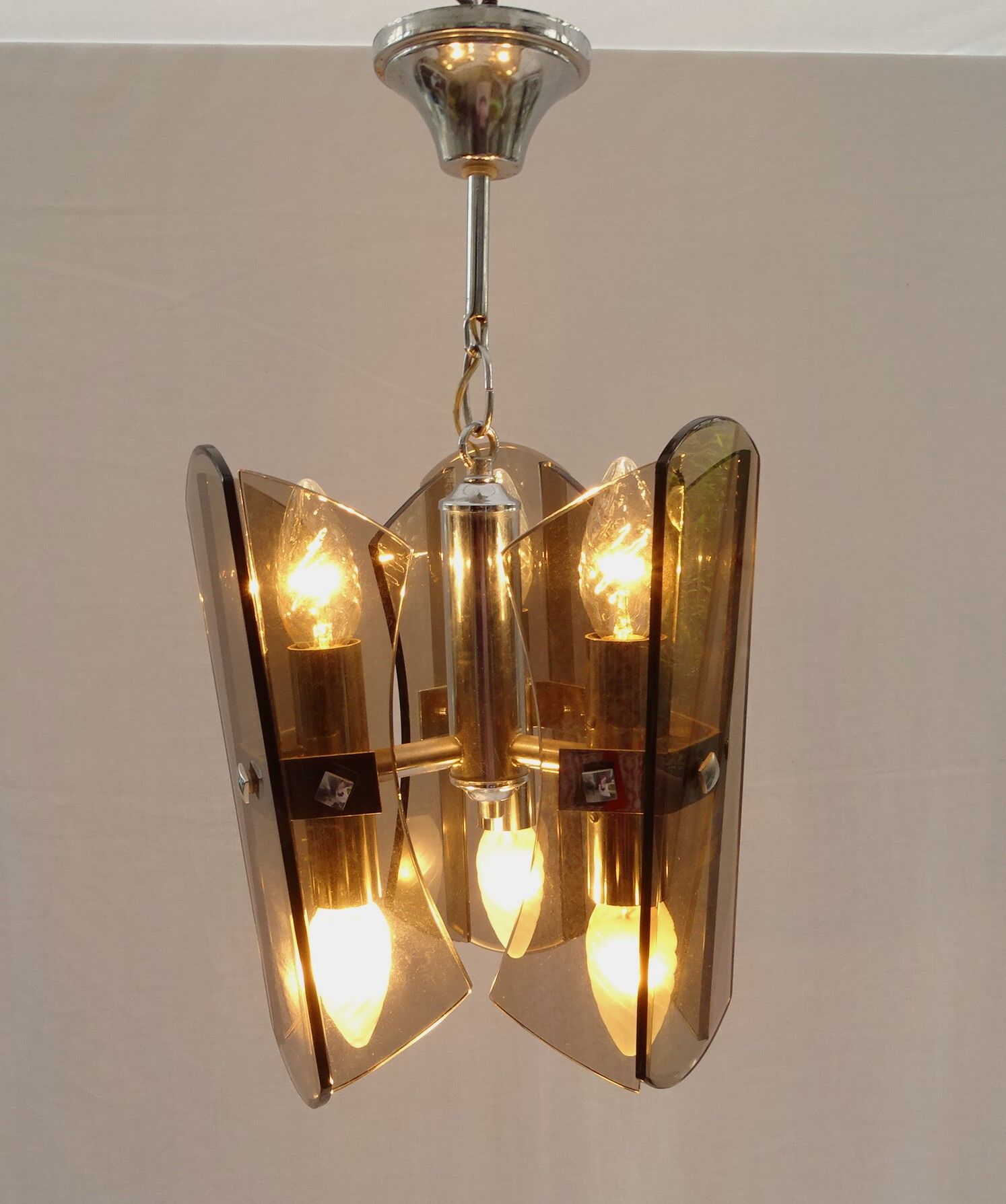 Design chandelier in smoked glass 6 lights
