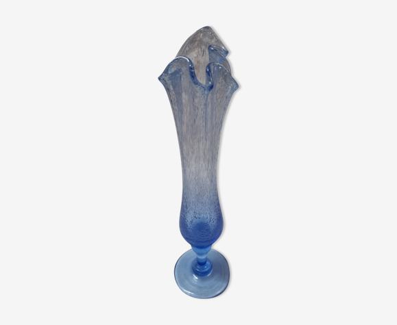 Vase soufflé bleu de 1980