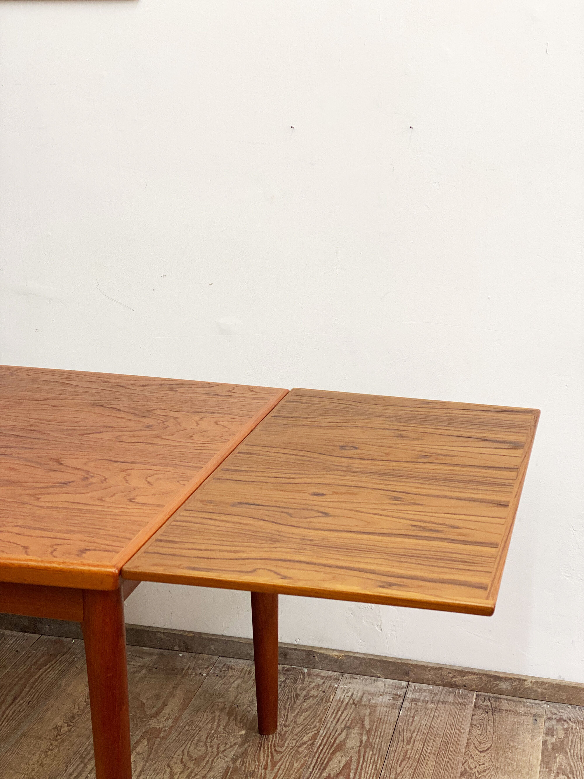 Danish mid century teak extendable dining table, denmark, 1960s