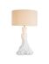 Paire de lampes de table blanches et laiton, abat-jour en lin.