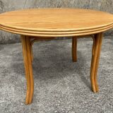 Ensemble table et chaises Exodia, bois et rotin, années 80