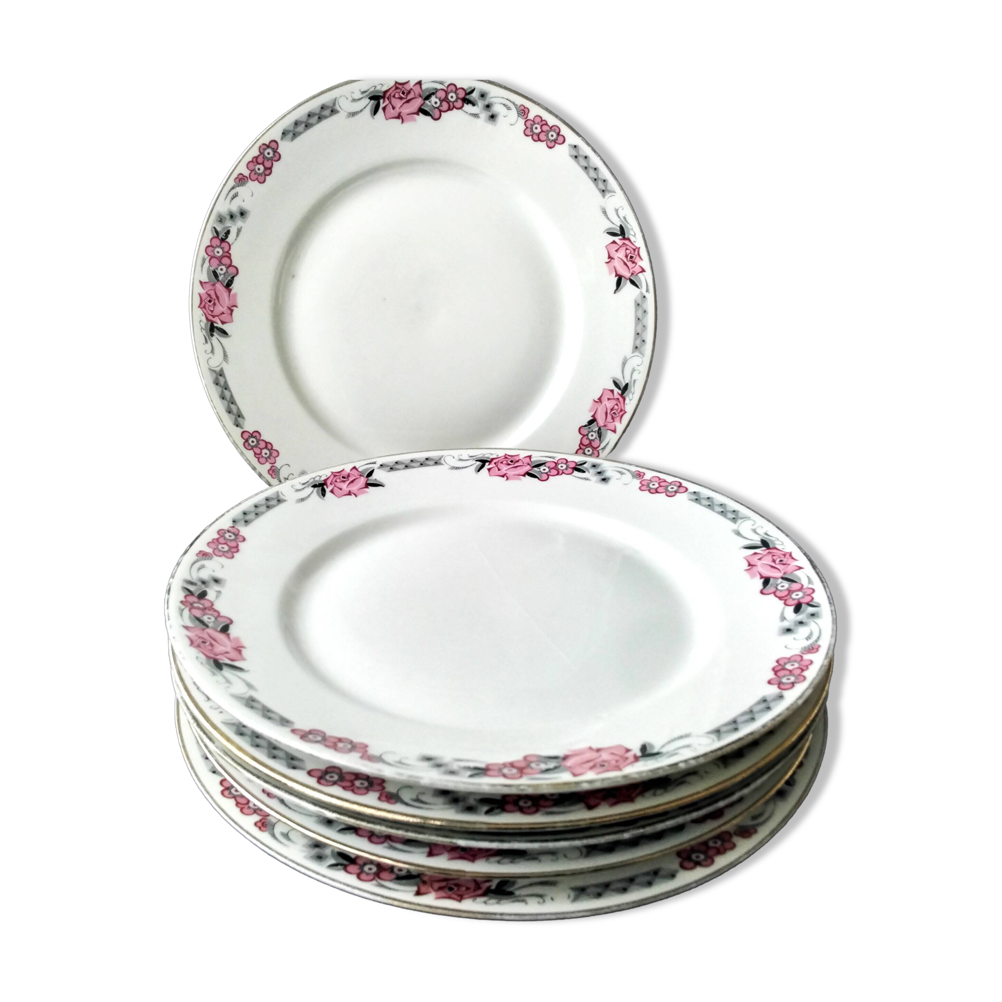 6 Art Deco porcelain dinner plates