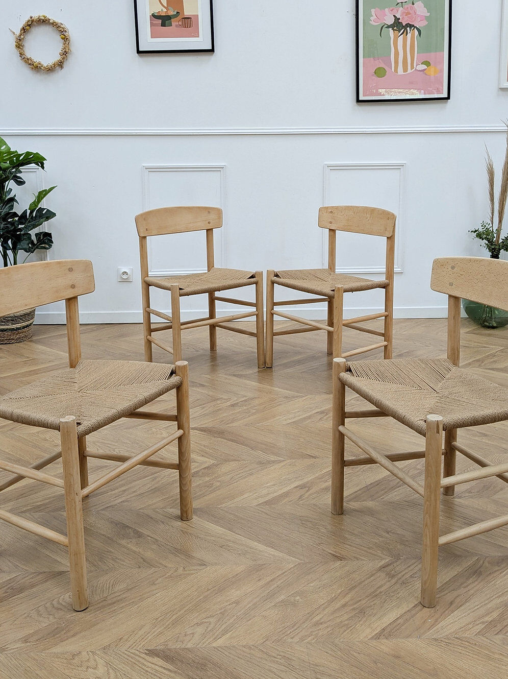 4 vintage Scandinavian chairs model J39 Folkestol