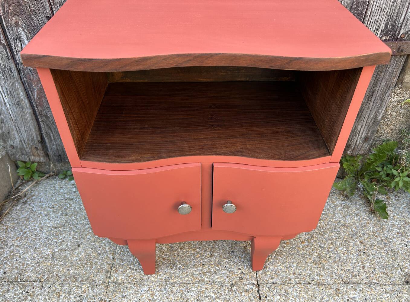 Art Deco bedside table, terracotta, 1930s/40s
