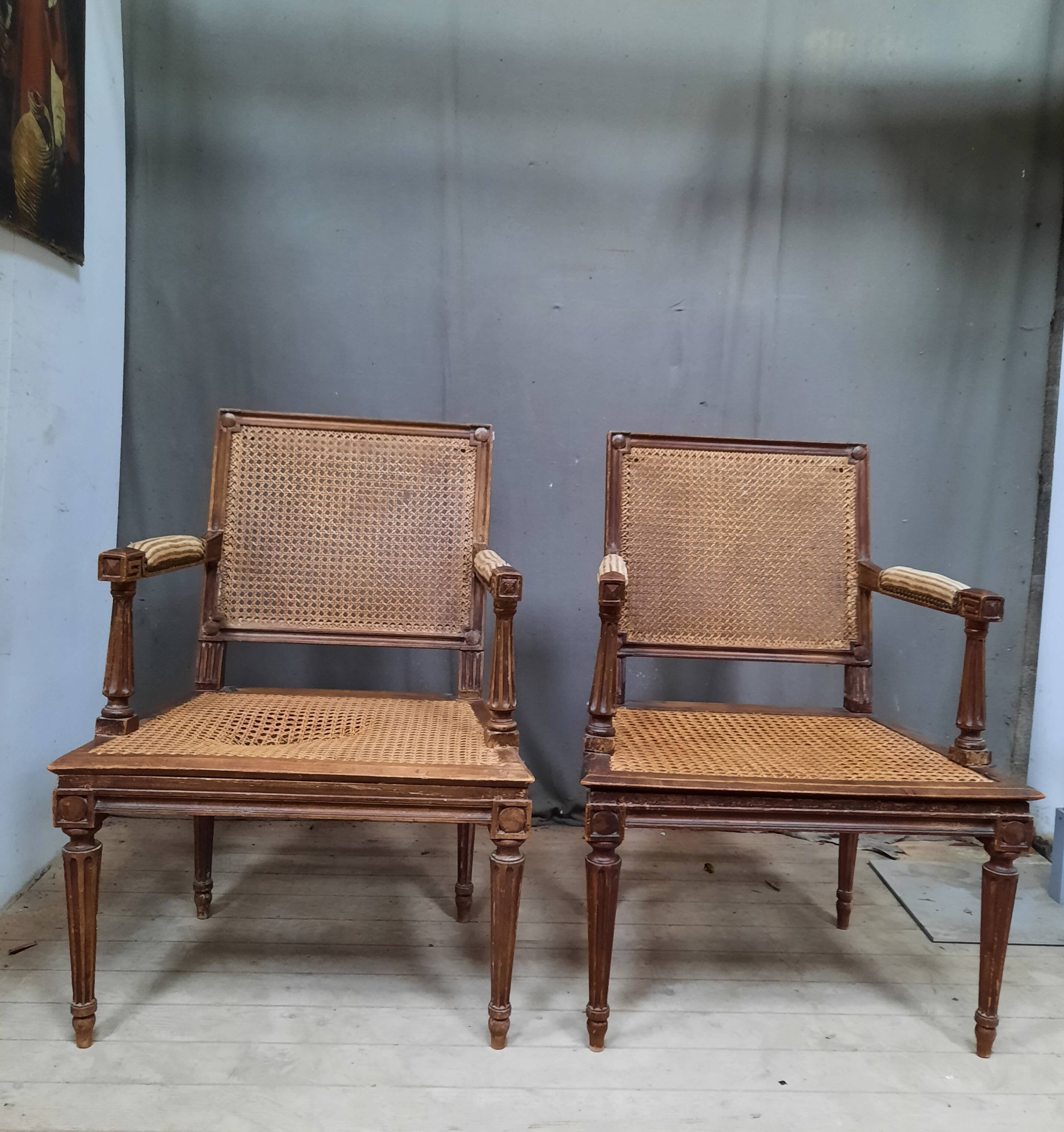 Pair of cane armchairs from the Louis XVI style