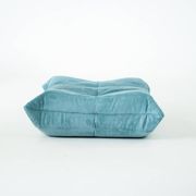 Togo set of armchair and pouf in light blue corduroy