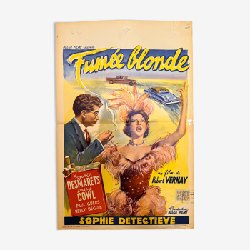 Vintage cinema poster from 1957 "Blonde smoke"
