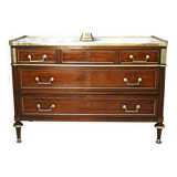 Louis XVI Officer's Chest of Drawers, 19th (19th) Century, Mahogany & Marble