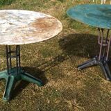 Two metal garden tables make up