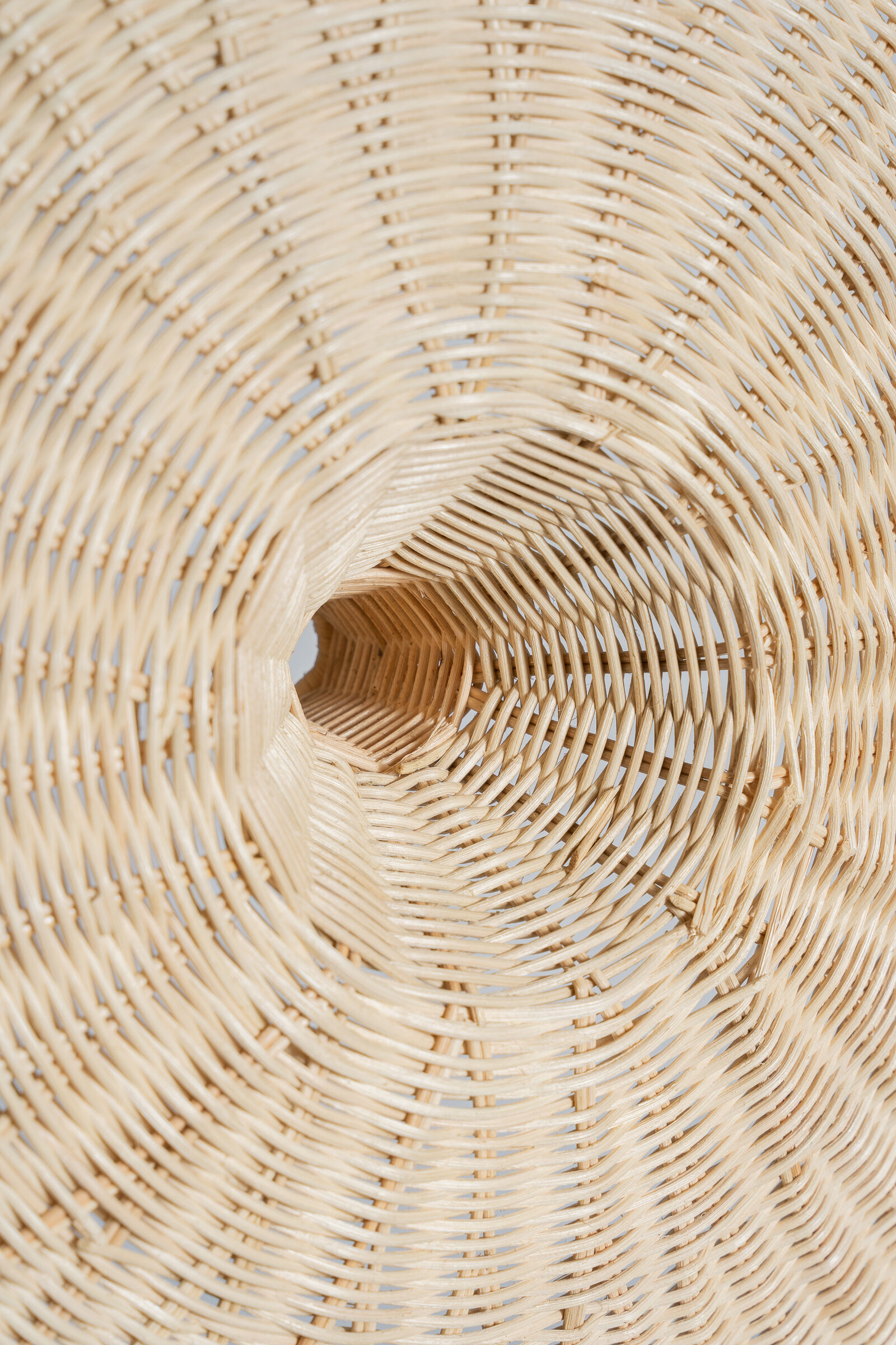 Large suspension, rattan luminaire in hat shape D:80cm