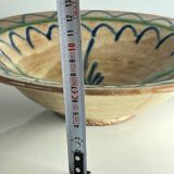 Glazed ceramic dish with green and blue floral decoration – vintage southern earthenware – handmade