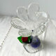 Blue red Murano glass vase with blown flower