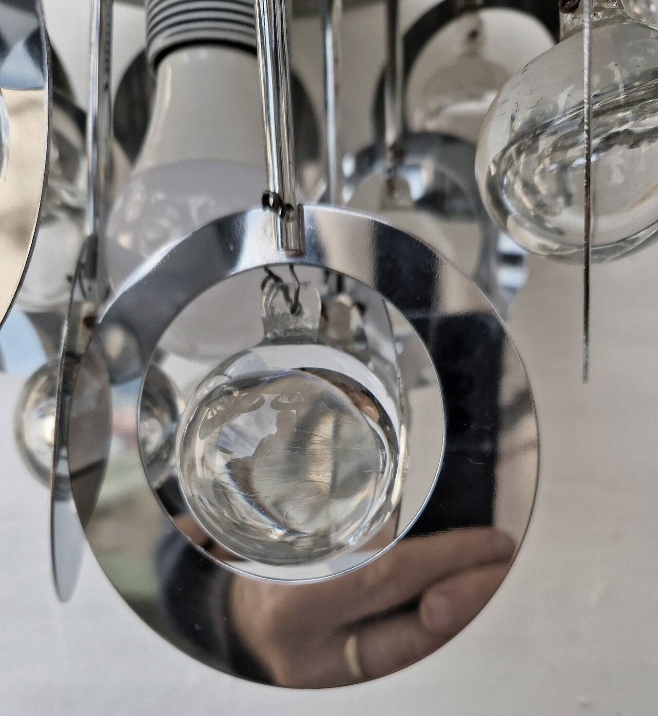 Vintage Pendant • Oscar Torlasco • Stilkronen • Glass & Steel • Murano • Space Age • 1970