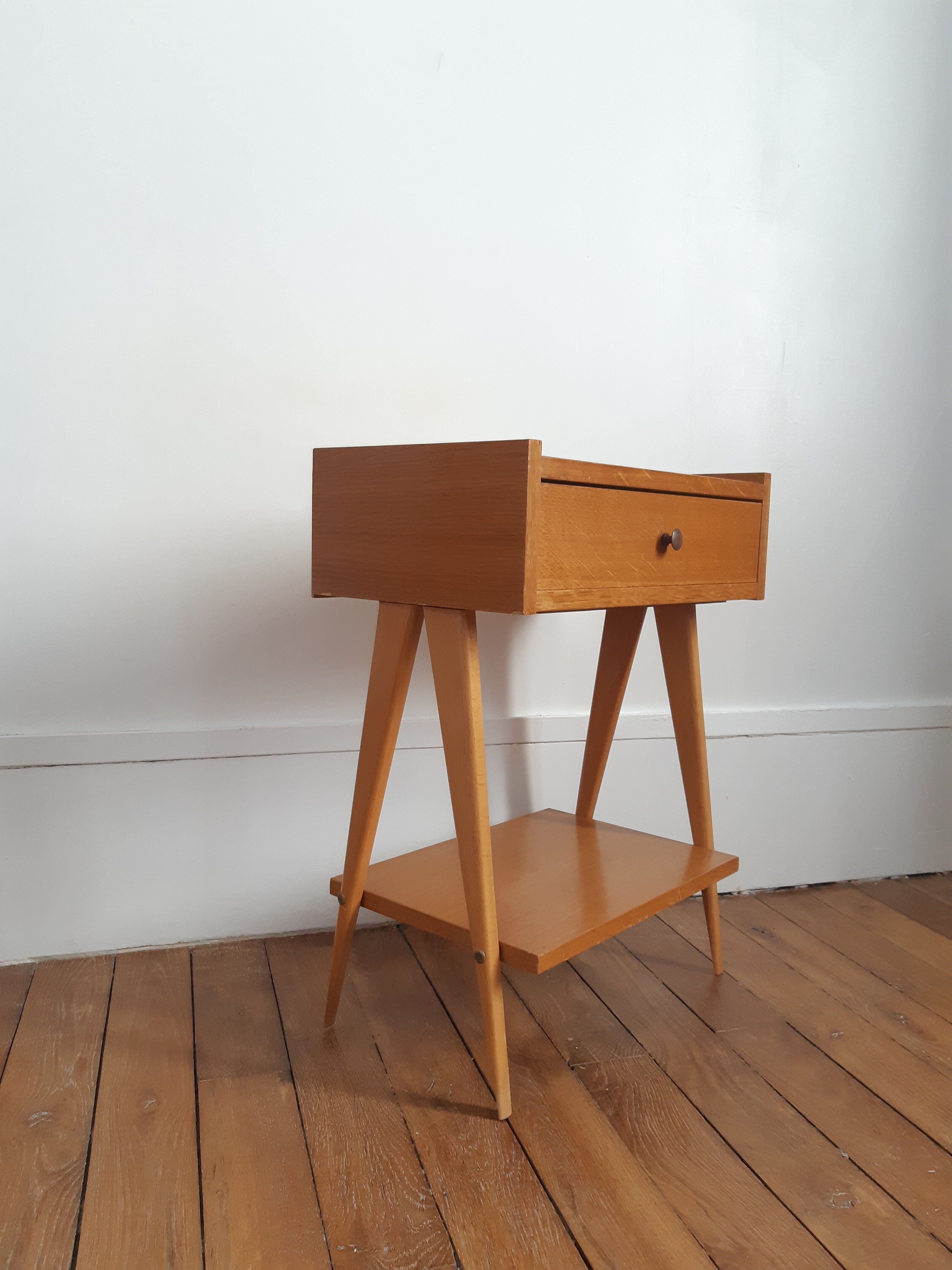 Vintage bedside table compass foot