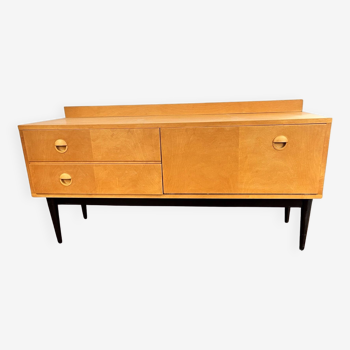 Low ash sideboard chest of drawers, Danish design, 1970s.