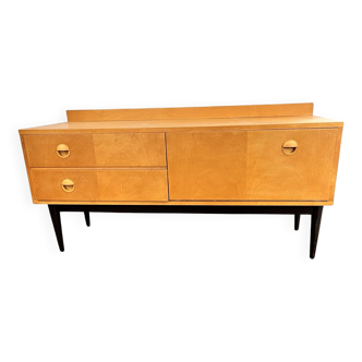 Low ash sideboard chest of drawers, Danish design, 1970s.