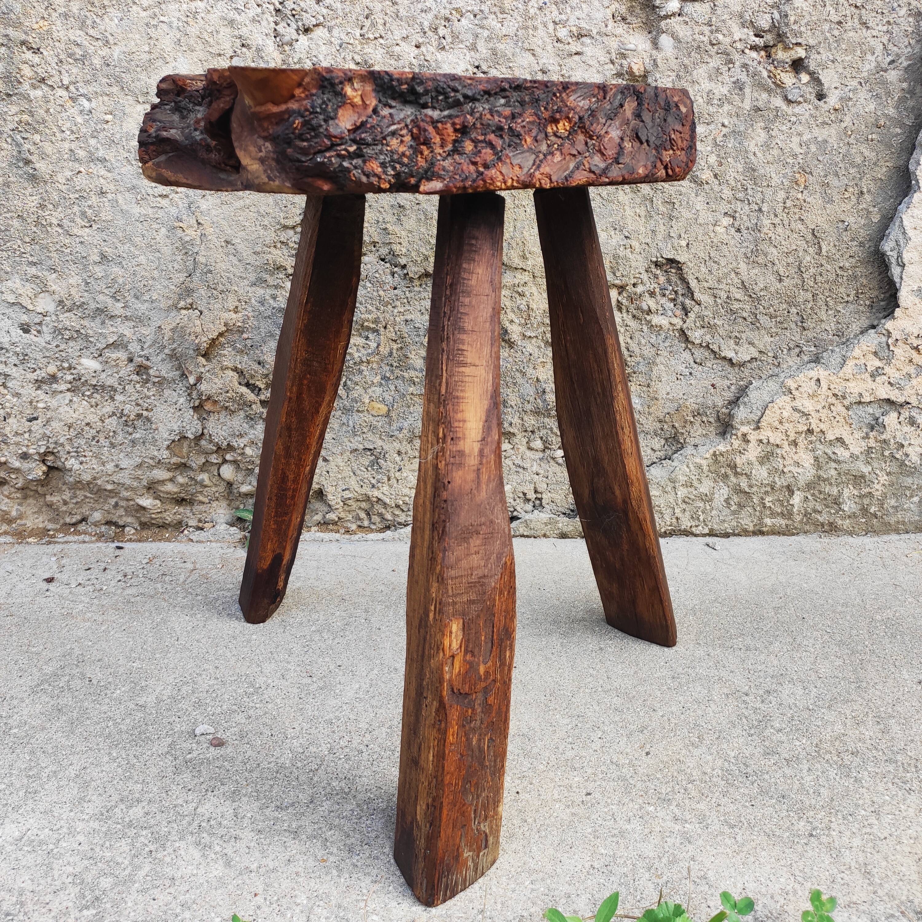 Tabouret brutaliste Art populaire français 1950