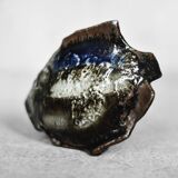 Brown stoneware and cobalt fish, vintage mid-century, modern and Scandinavian.