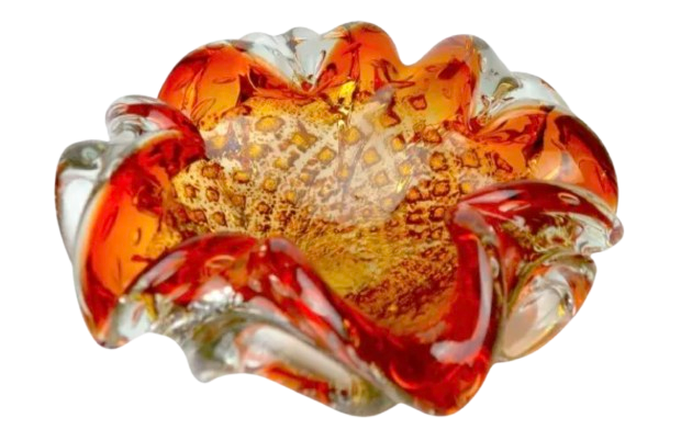 Deposit of orange and gold sommerso keys by seguso, murano glass, italy, 1970