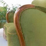 Danish art deco green velvet lounge chairs, 1940s. set of 2
