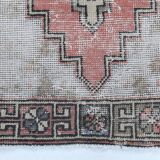 Tapis turc Antique en laine fait à la main, 4x9 nuances de rouge et jaune, 129x267Cm
