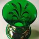Glassware vase from Monaco/Monte Carlo, stamped with the Crown emblem. In emerald green blown glass, gold ears of wheat patterns. Size 25 x 15 cm