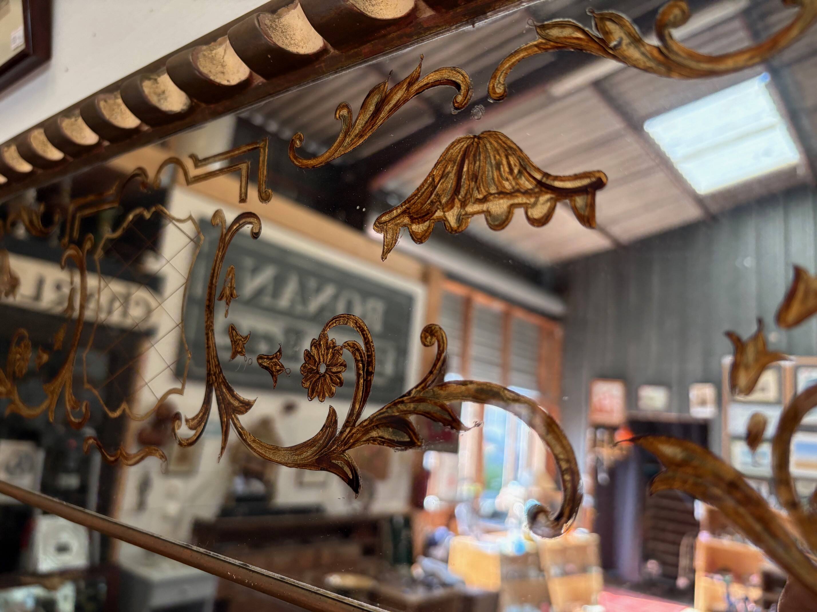 Large antique engraved and gilded wall mirror – Venetian style