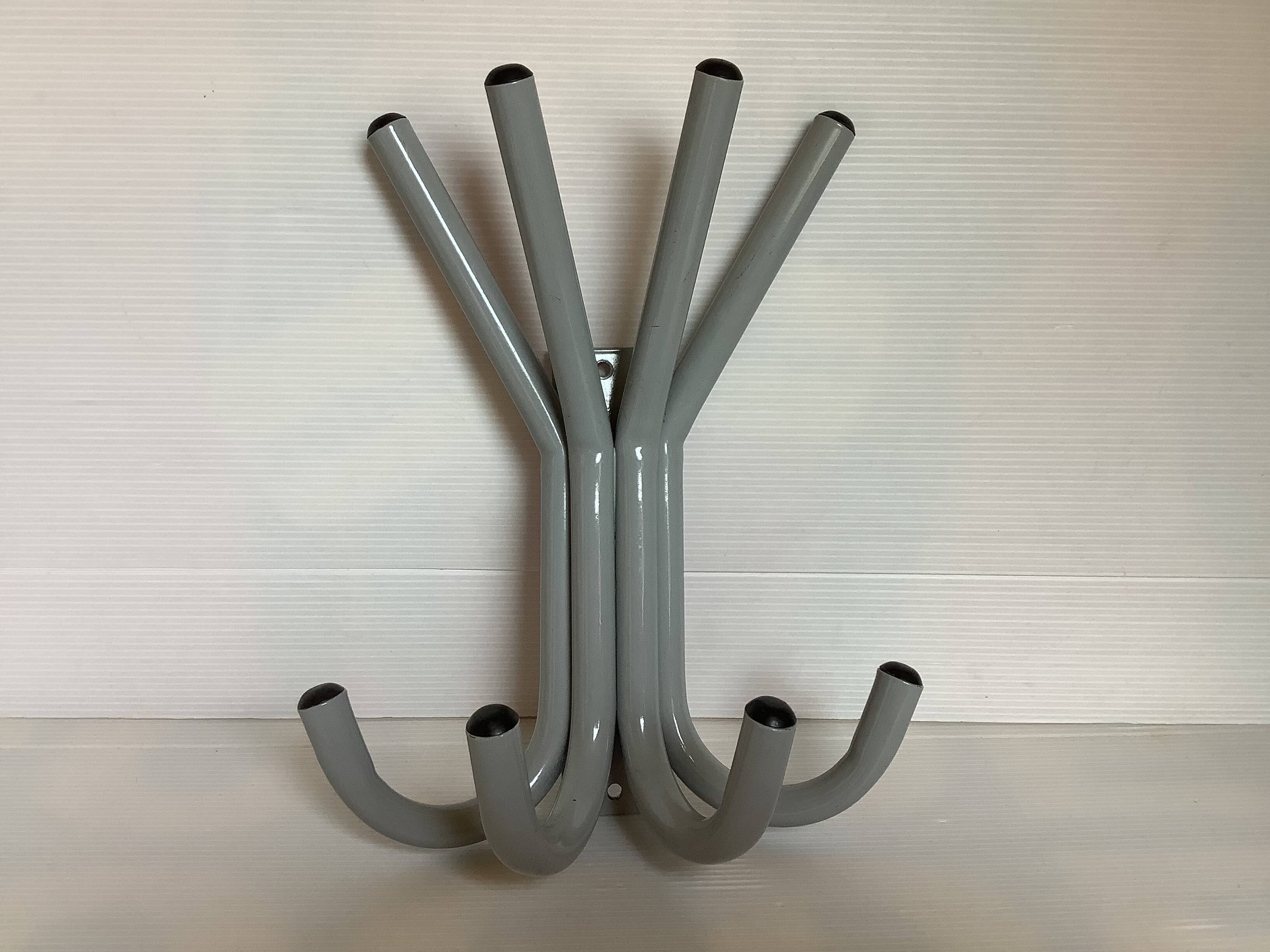 Industrial coat rack with eight hooks