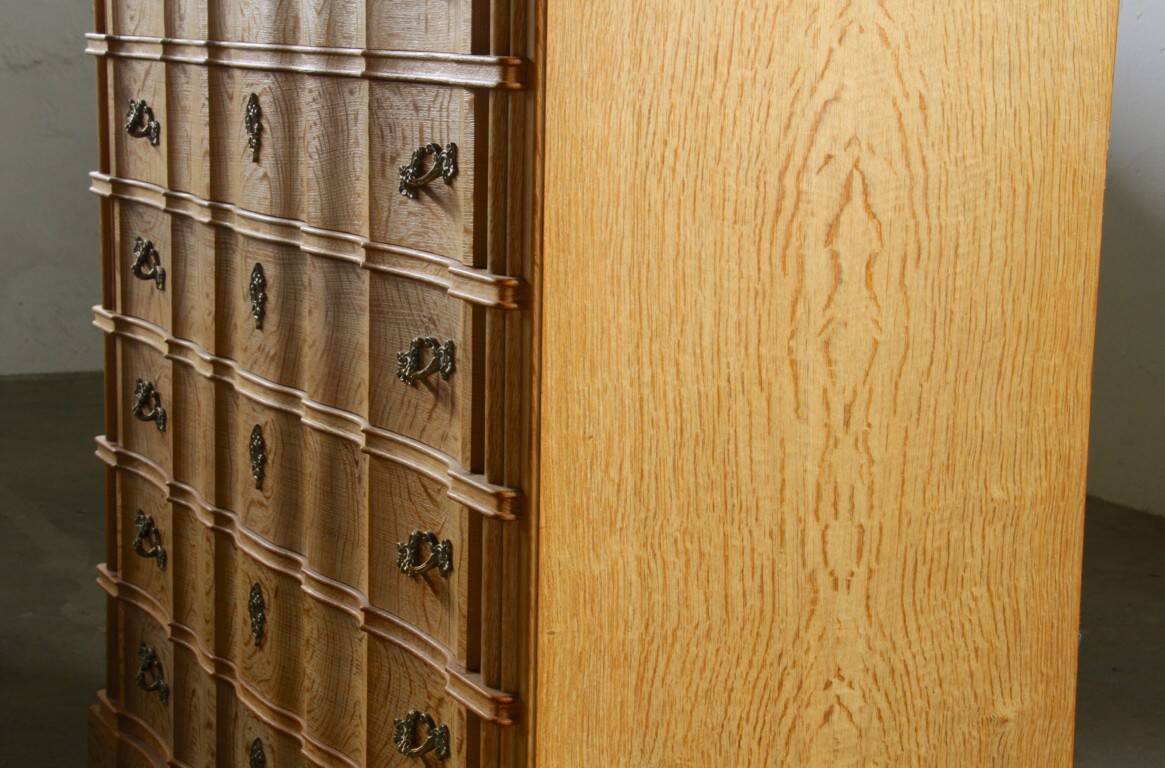 Vintage Mid-century Baroque Style Danish High Boy Brutalist Dresser 1960s