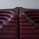 Terrazza Landscapes in Burgundy Leather by Ubald Klug for de Sede, 1970s, Set of 4