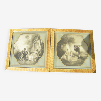 Pair of engravings of the late nineteenth century after Nicolas Lancret