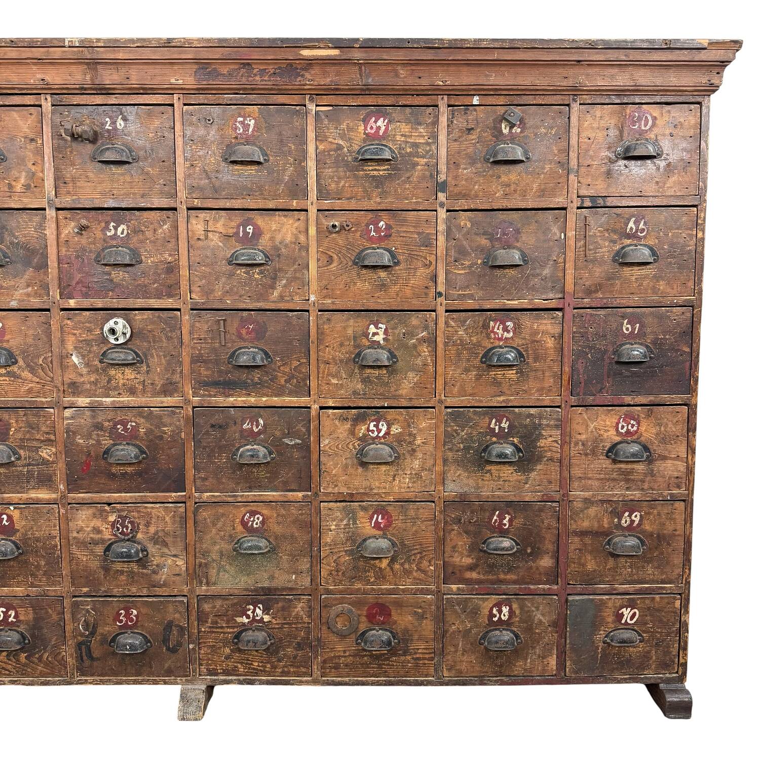 Large Antique Bank of Drawers – 48 Drawer Industrial Cabinet