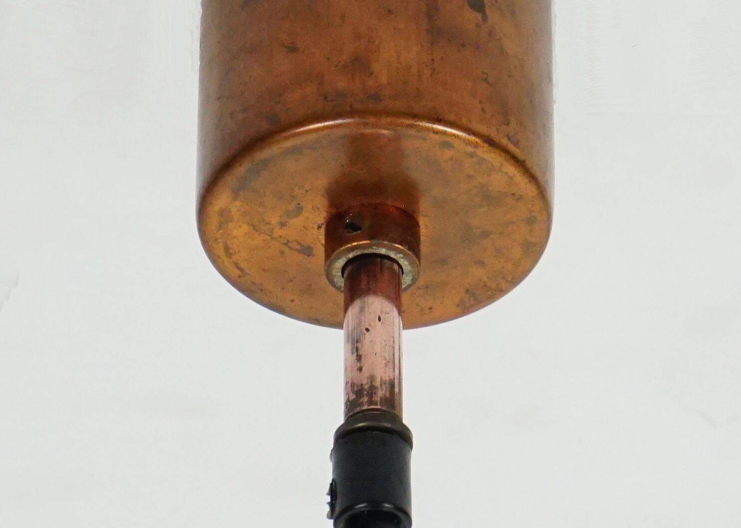 mid century modern PENDANT LAMP flamed copper and blue glass 1960s