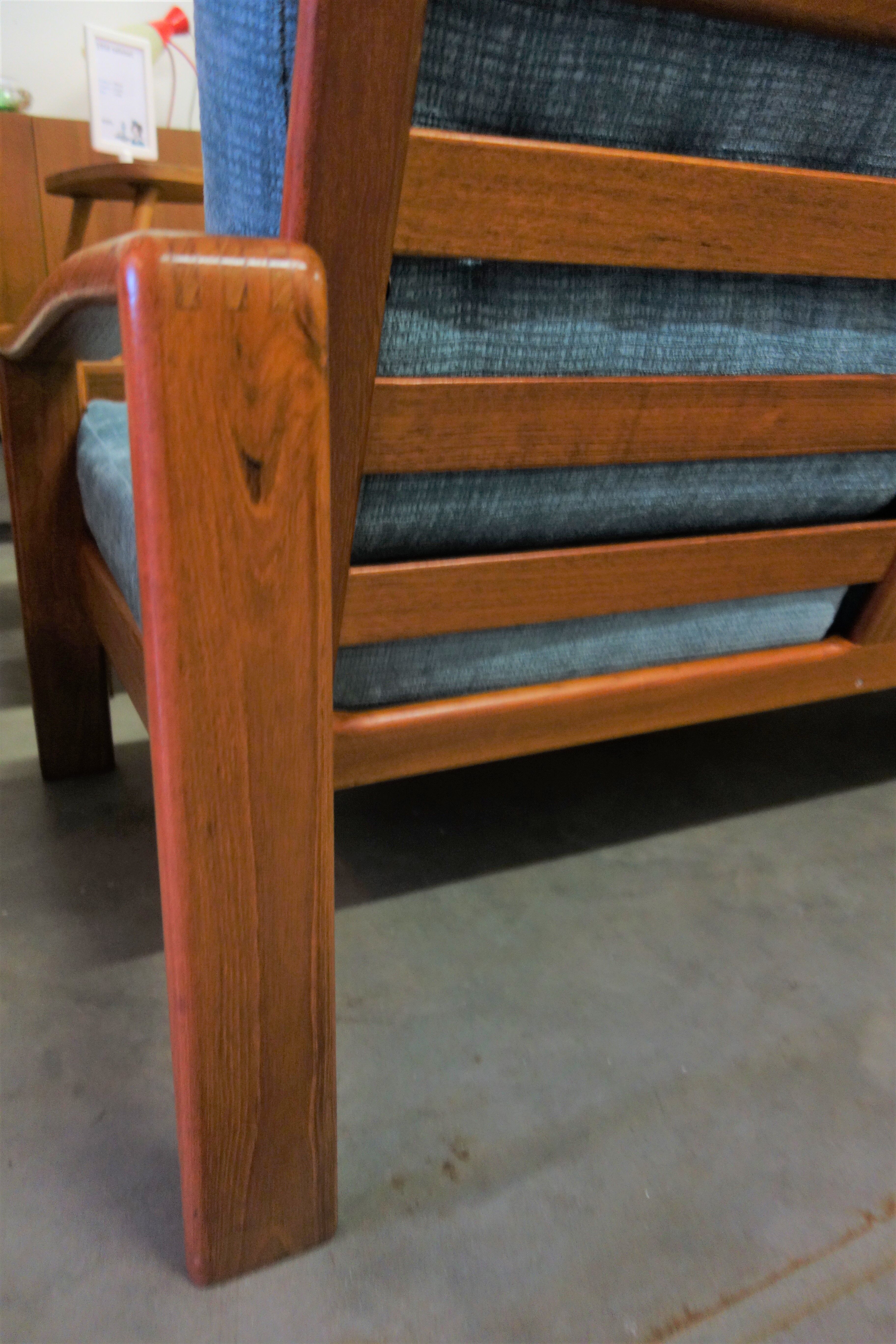 Teak and Green fabric Danish 3 seat sofa 1960s