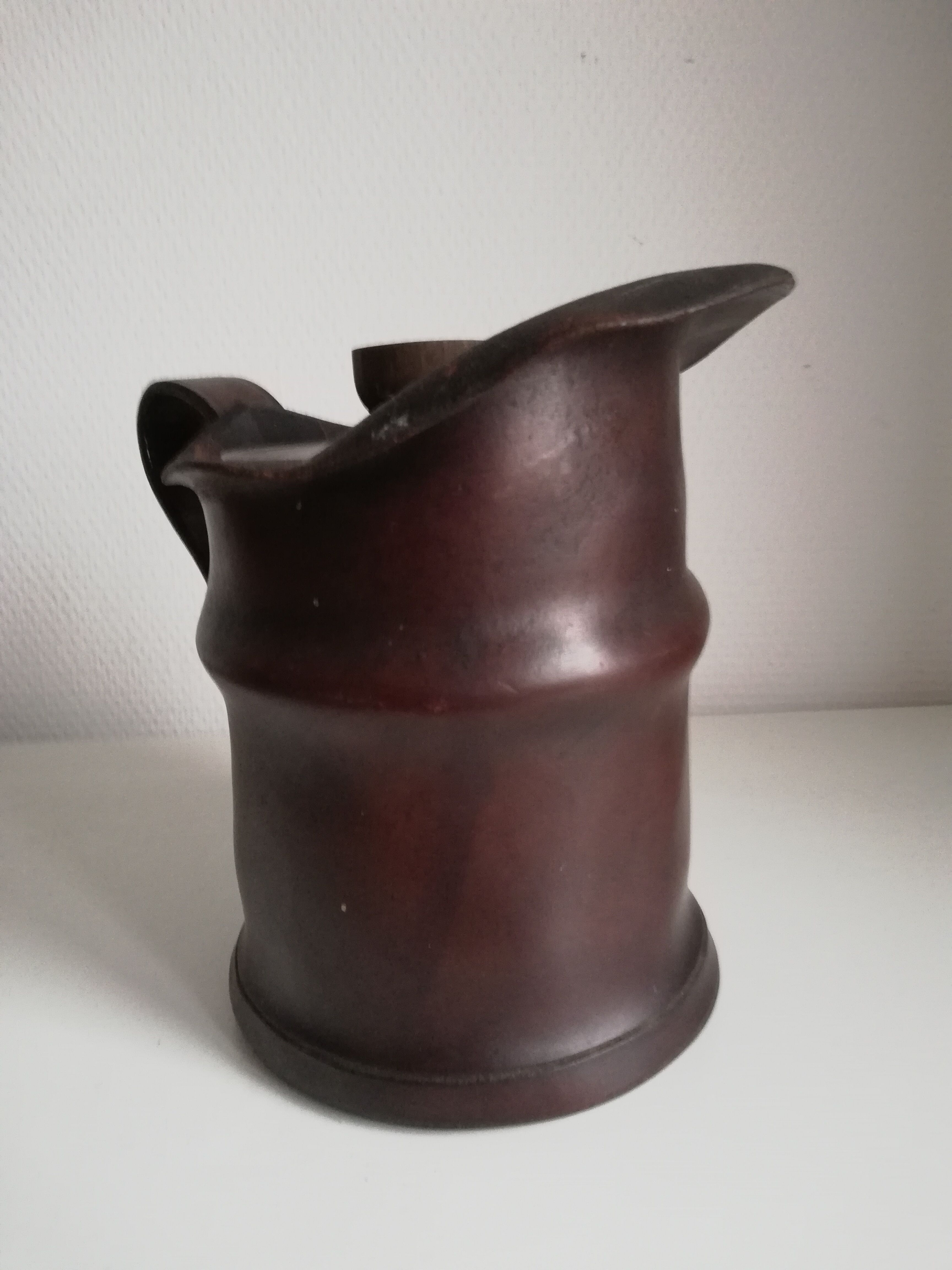 Ceramic pot leather pitcher A. Porta Cuoio Artisto Milano