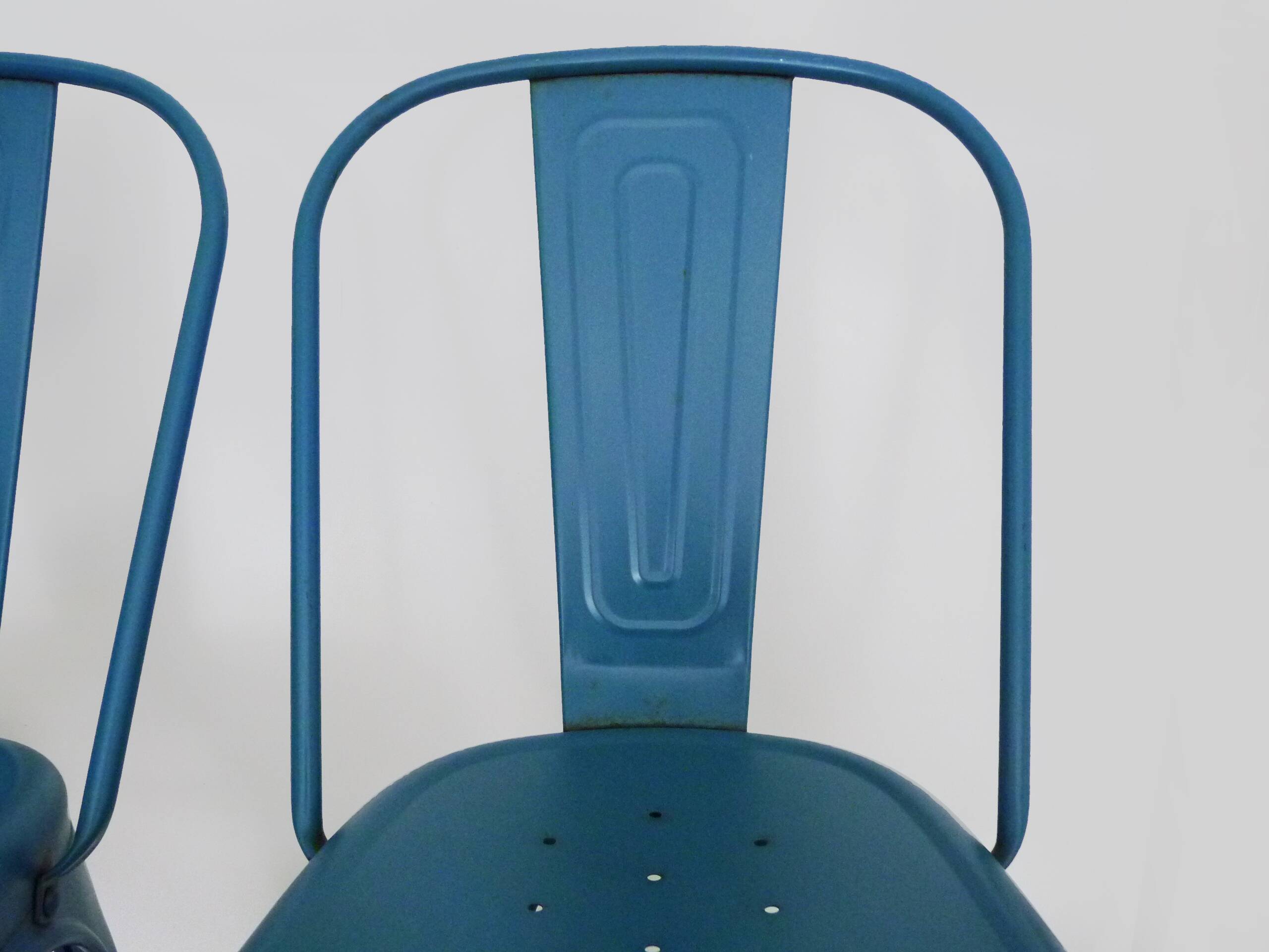 Pair of Tolix Chairs in blue metal by Xavier Pauchard