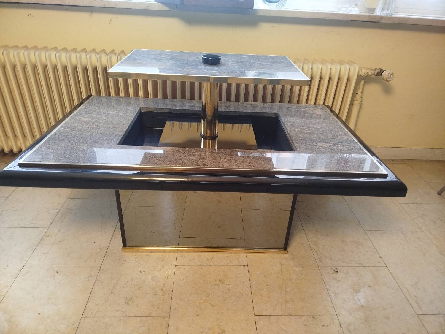 Transformable coffee table in marble and brass – fedam – italian design