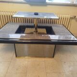 Transformable coffee table in marble and brass – fedam – italian design