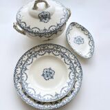 Lot of Plate, Platter, Ramier and Soup Tureen, Iron Earth, "Excelsior" service, E. Bourgeois, late 19th century