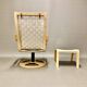 Scandinavian design swivel armchair and ottoman
