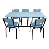 Blue formica table & chairs set