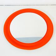 Red circular wall mirror 45x45cm Germany 1970s