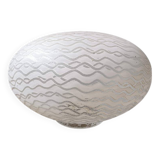 Vintage oval glass lamp globe with white painted pattern
