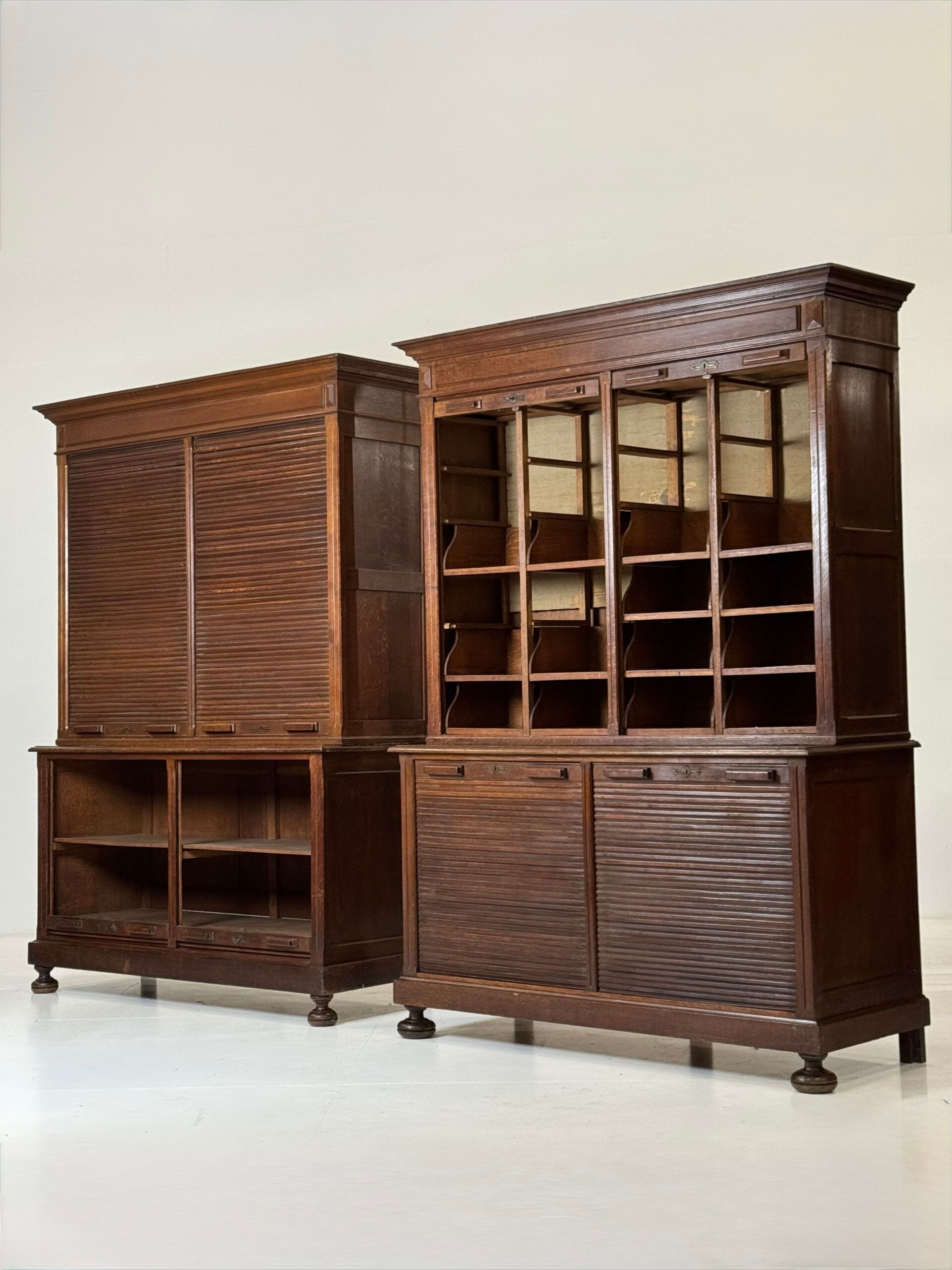 2 x oak filing cabinets ca. 1900