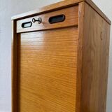 1960s wooden curtain filing cabinet