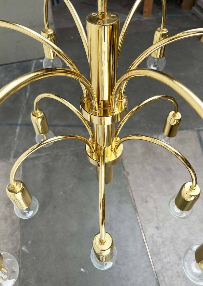 German vintage brass chandelier by Star Leuchten, 1970s.